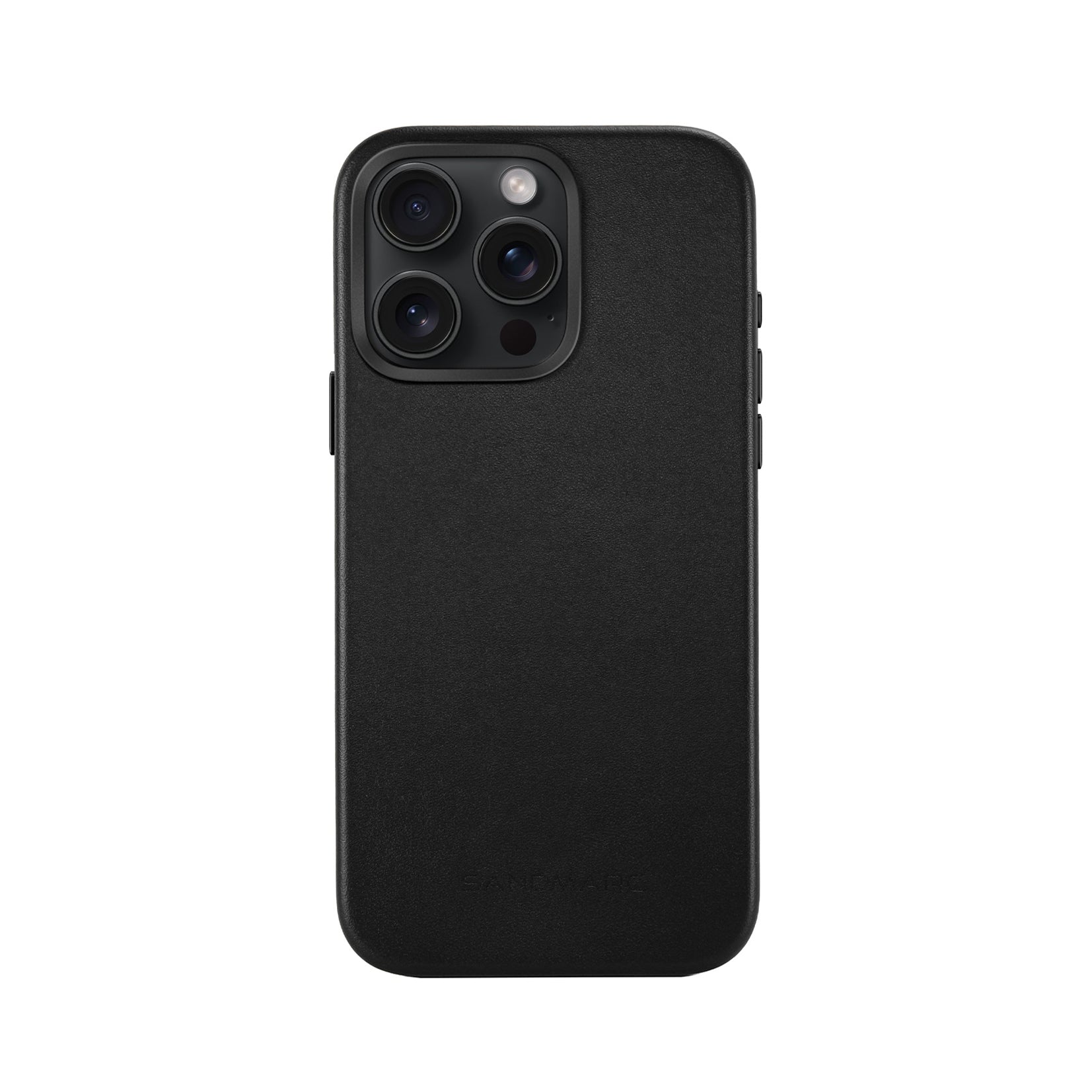 iPhone 15 Pro Minimal Leather Case | Black (MagSafe Compatible) - SANDMARC