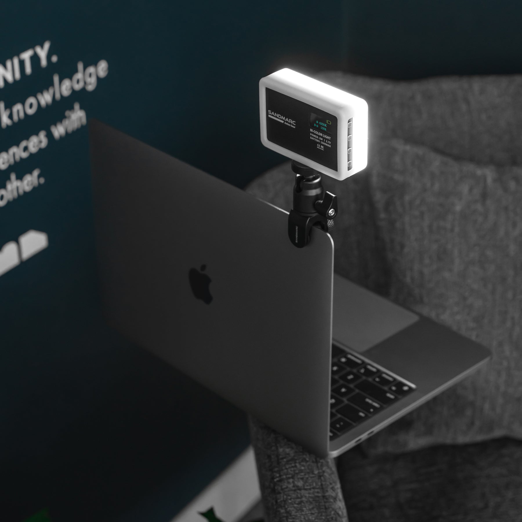 Video Conference Lighting Kit for Zoom, Teams, Skype and Facetime Calls - MacBook, iPhone, iPad - Before After - SANDMARC Prolight