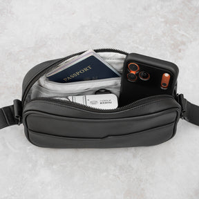 The SANDMARC leather crossbody leather sling (bag) with an adjustable shoulder strap, shown on a plain white background.