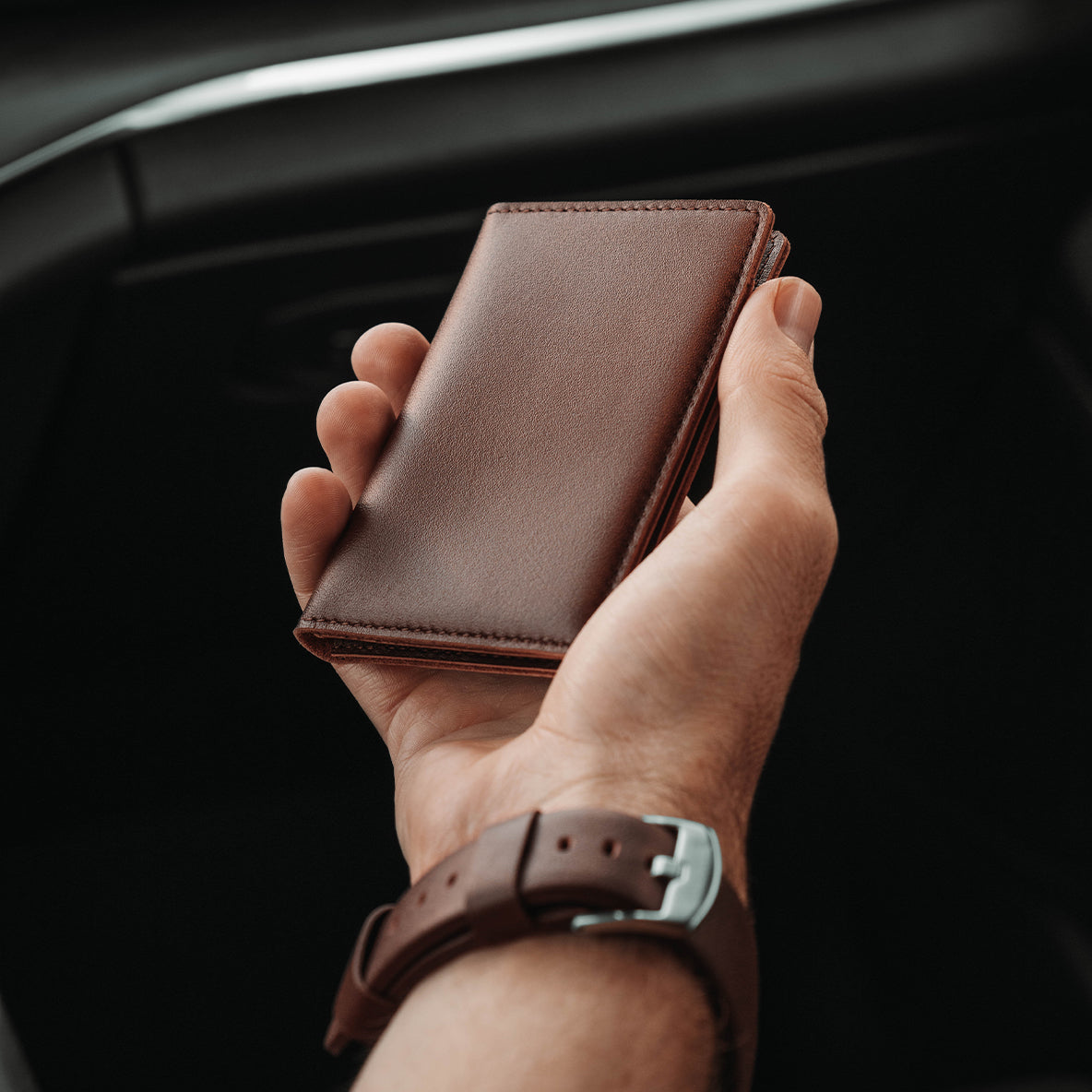 Leather Minimal Wallet - SANDMARC #color_brown