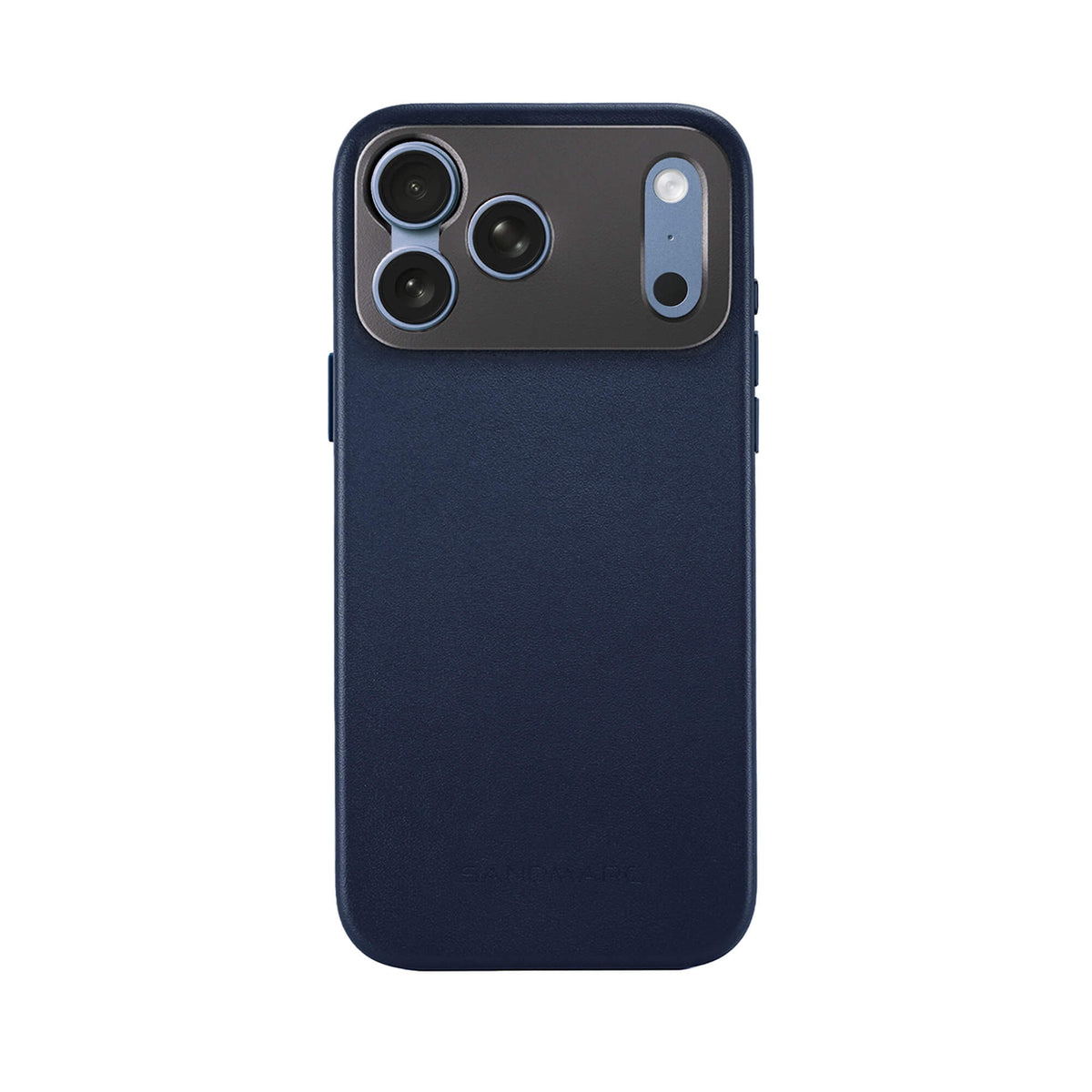 Leather Case - iPhone 18 Pro - Navy Blue on clean studio background