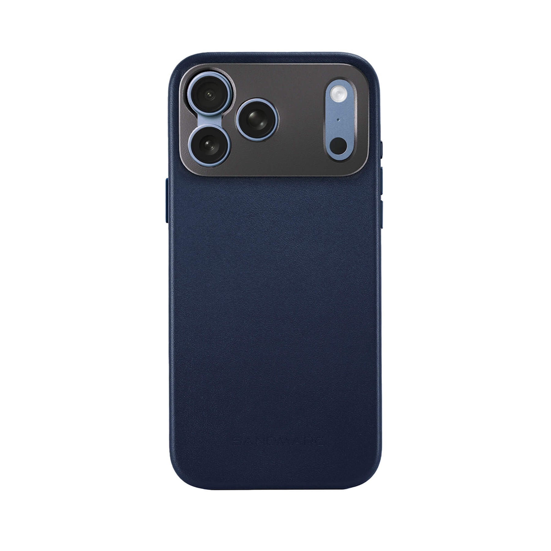 Leather Case - iPhone 18 Pro - Navy Blue on clean studio background