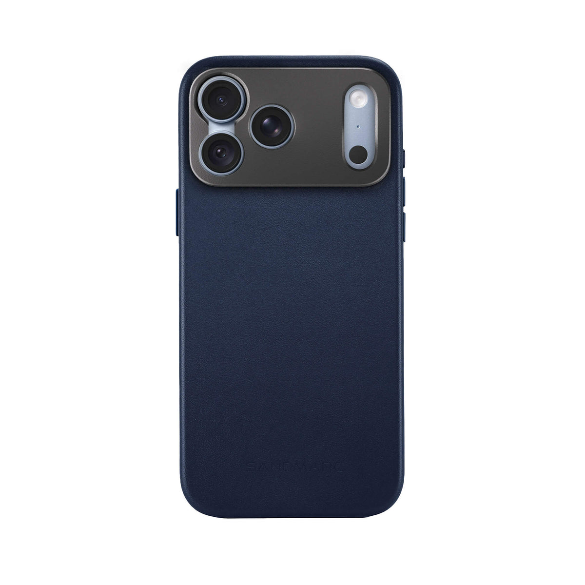 Leather Case - iPhone 18 Pro - Navy Blue on clean studio background