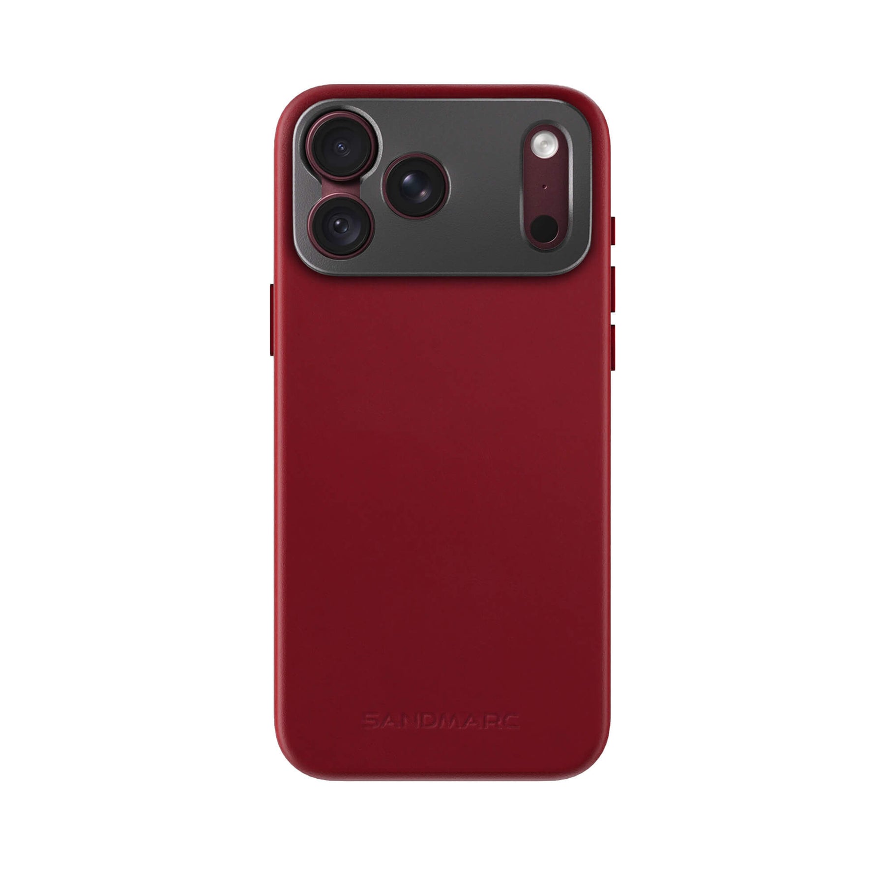 iPhone 18 Pro Leather Case - Red - MagSafe Compatible - SANDMARC - On Clean White Background