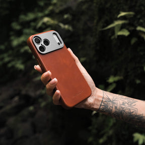 iPhone 18 Pro Max Leather Case - Tan - MagSafe Compatible - SANDMARC - Side Profile on clean white background