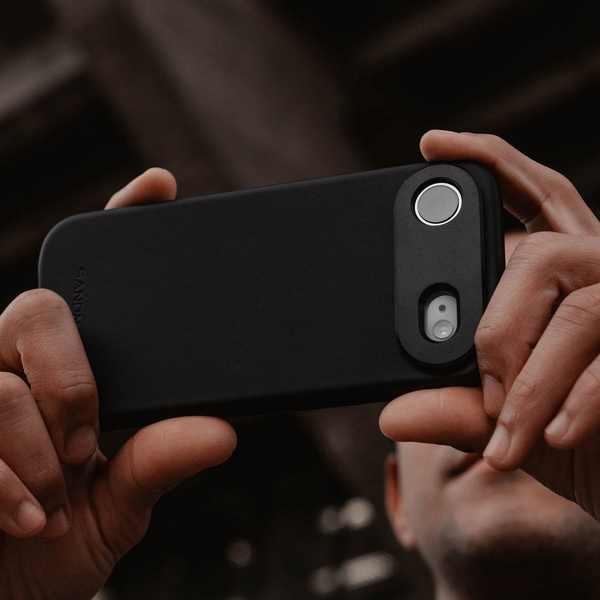 iPhone Air Black Leather Case - SANDMARC