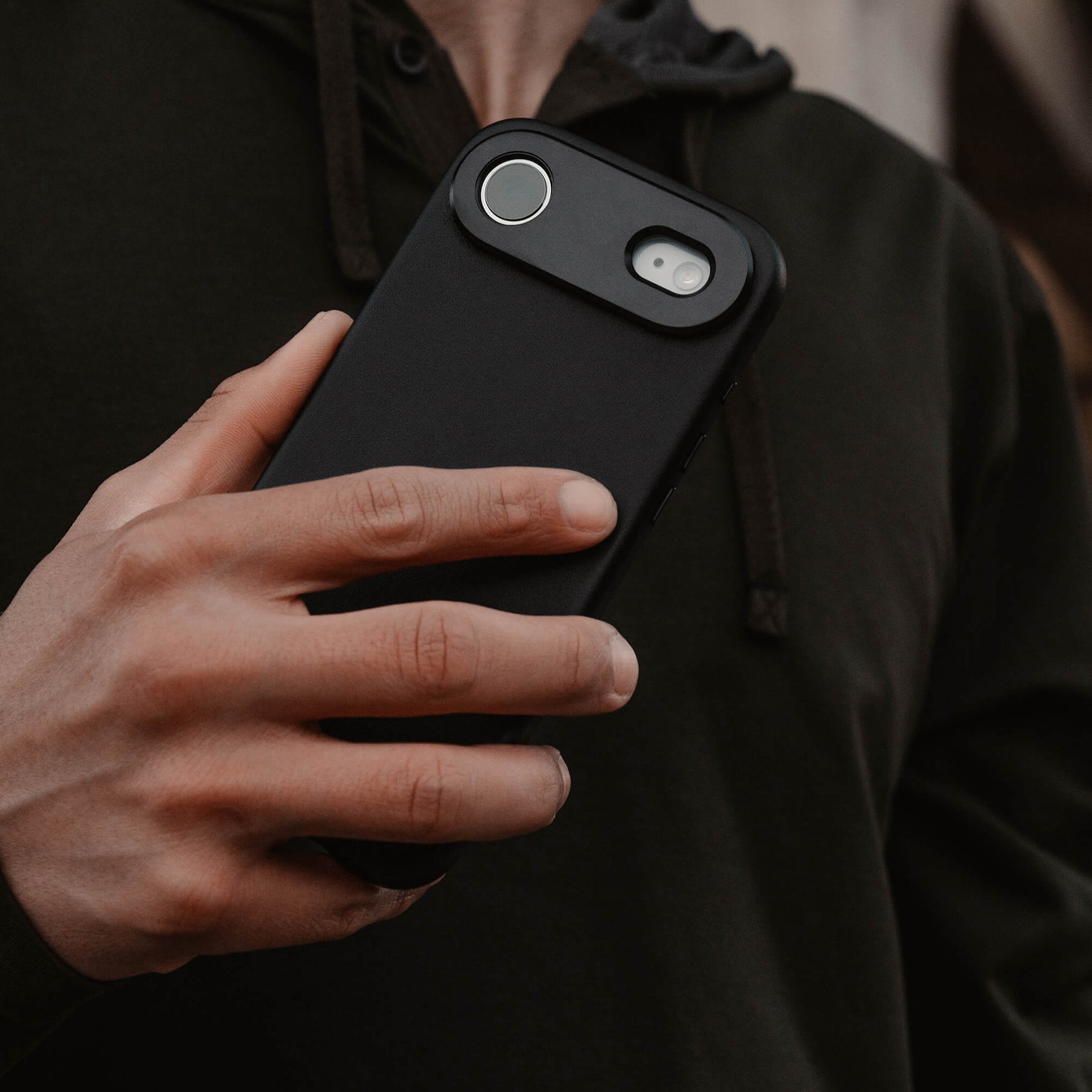 iPhone Air Black Leather Case - SANDMARC
