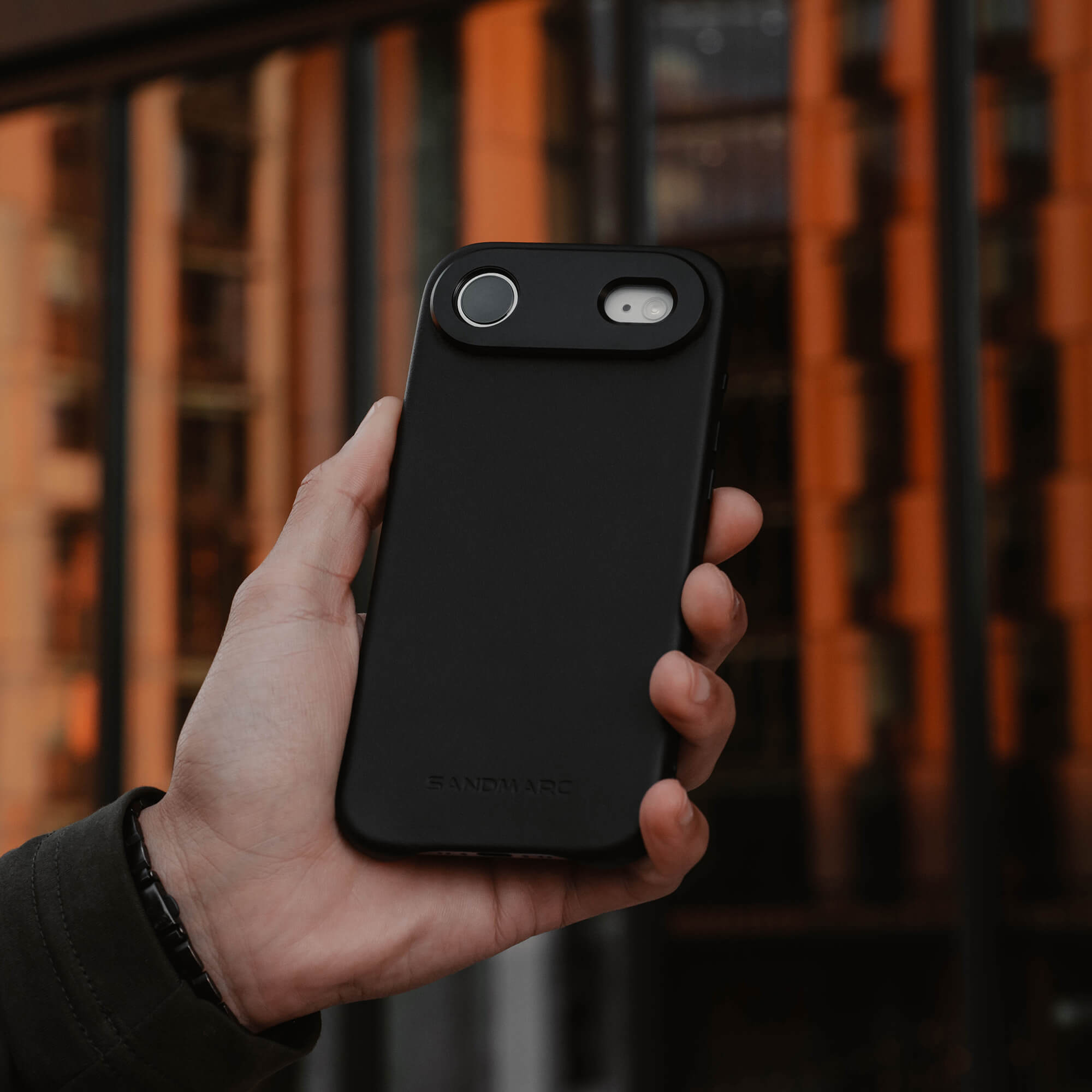 iPhone Air Black Leather Case - SANDMARC