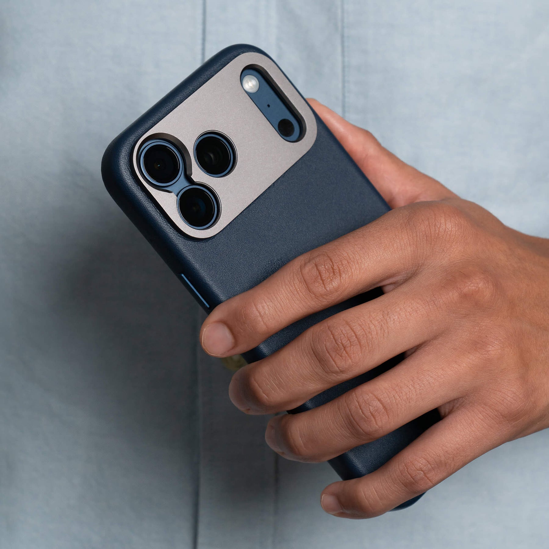 iPhone 17 Pro Max Leather Case | Navy Blue - SANDMARC iPhone 17 Pro Max Leather Case | Navy Blue - SANDMARC