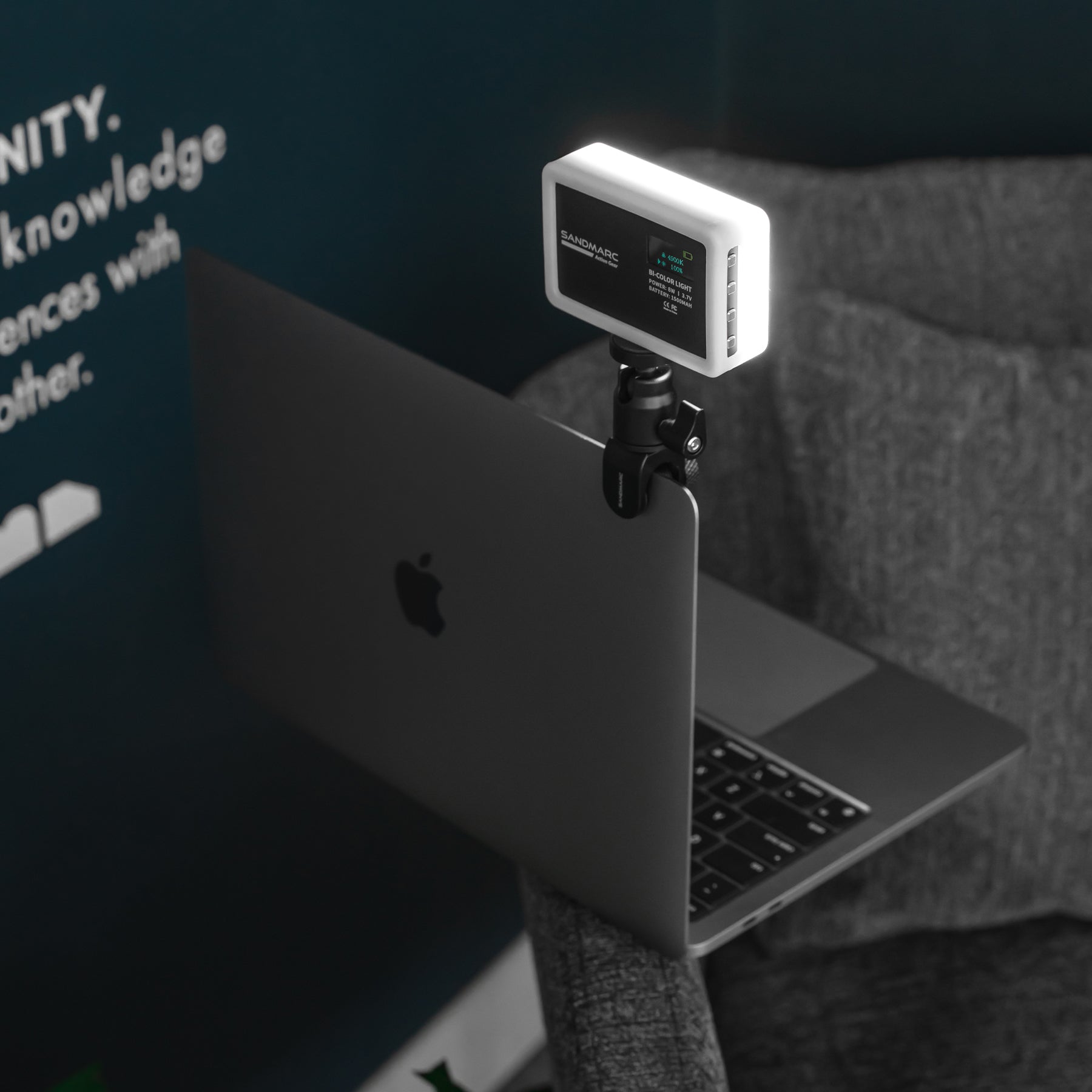 Video Conference Lighting Kit for Zoom, Teams, Skype and Facetime Calls - MacBook, iPhone, iPad - Before After - SANDMARC Prolight 